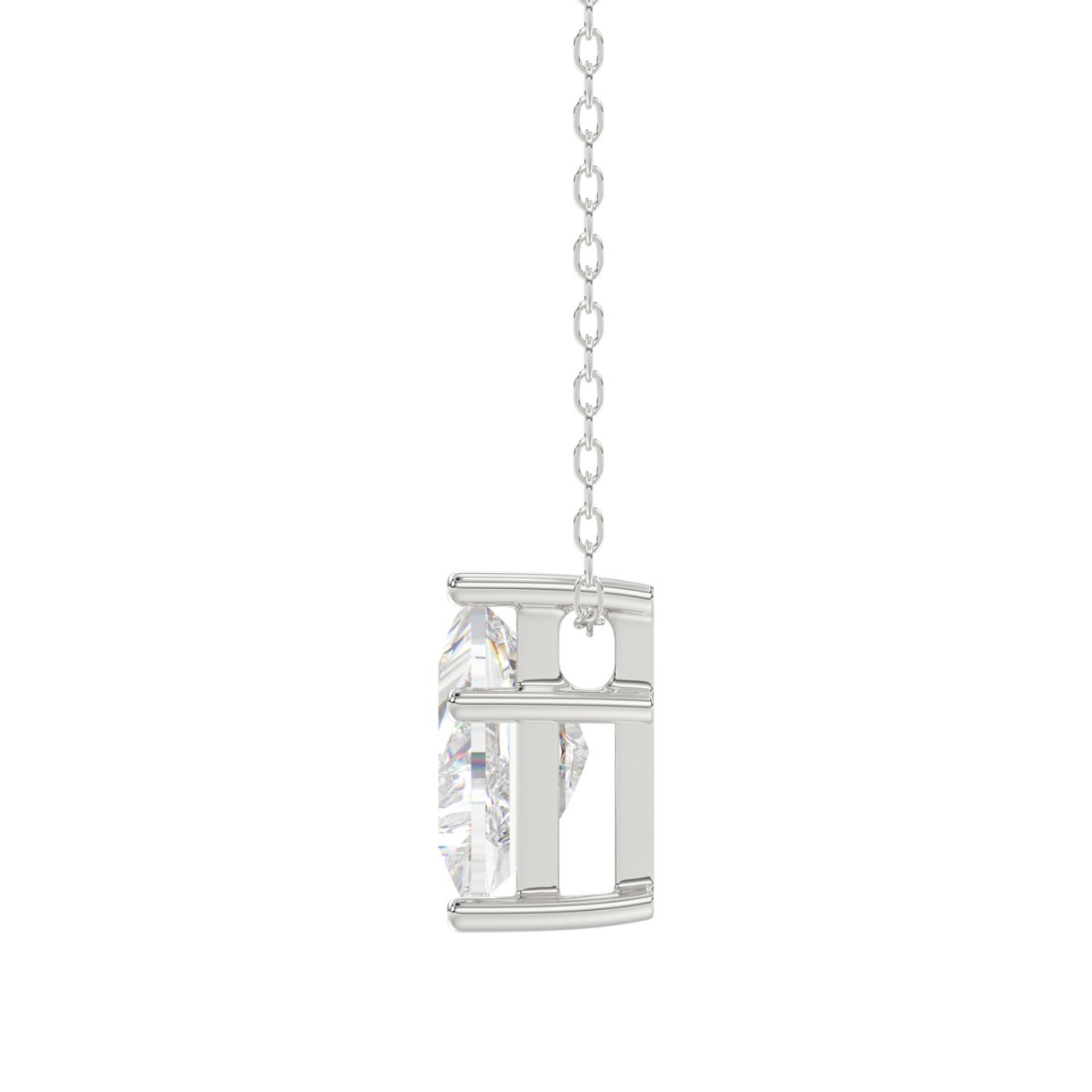 14K WHITE GOLD 1.00CT FANCY CUT ALPHABET DIAMOND LADIES PENDANT WITH CHAIN