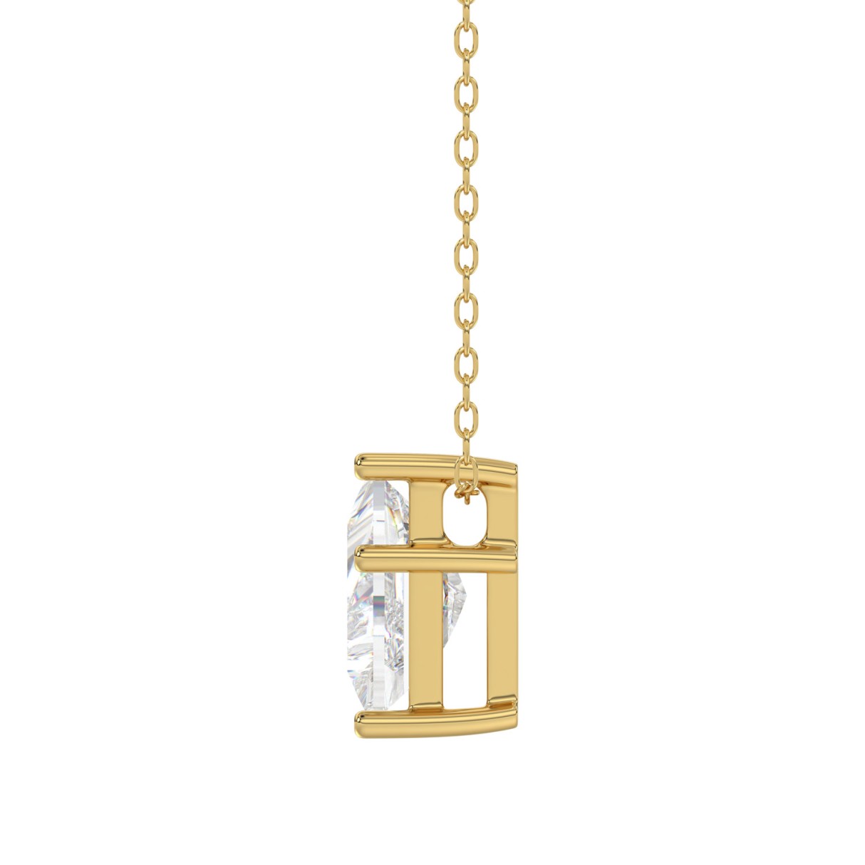 14K YELLOW GOLD 1.00CT FANCY CUT ALPHABET DIAMOND LADIES PENDANT WITH CHAIN