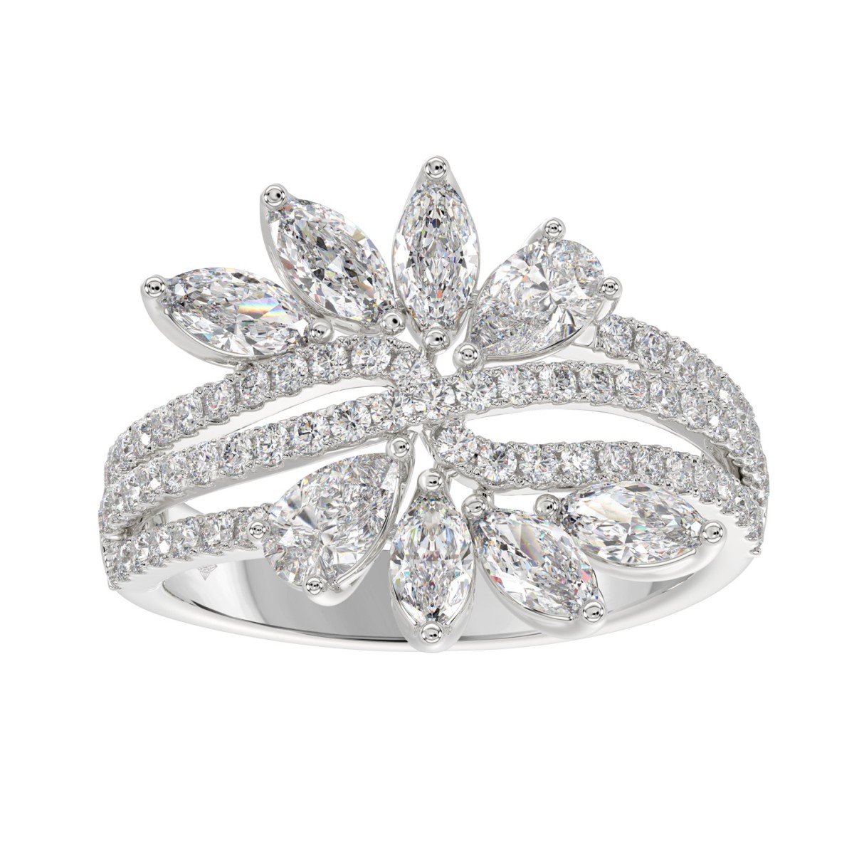 10K WHITE GOLD 2 1/4CT ROUND/MARQUISE DIAMOND LADI...