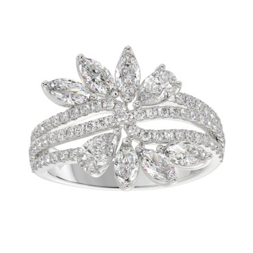 10K WHITE GOLD 2 1/4CT ROUND/MARQUISE DIAMOND LADIES RING