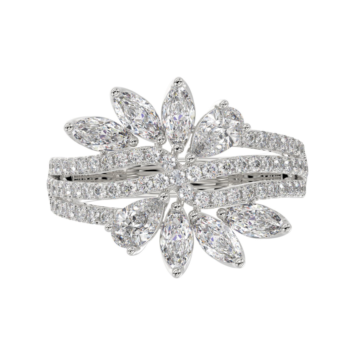 10K WHITE GOLD 2 1/4CT ROUND/MARQUISE DIAMOND LADIES RING