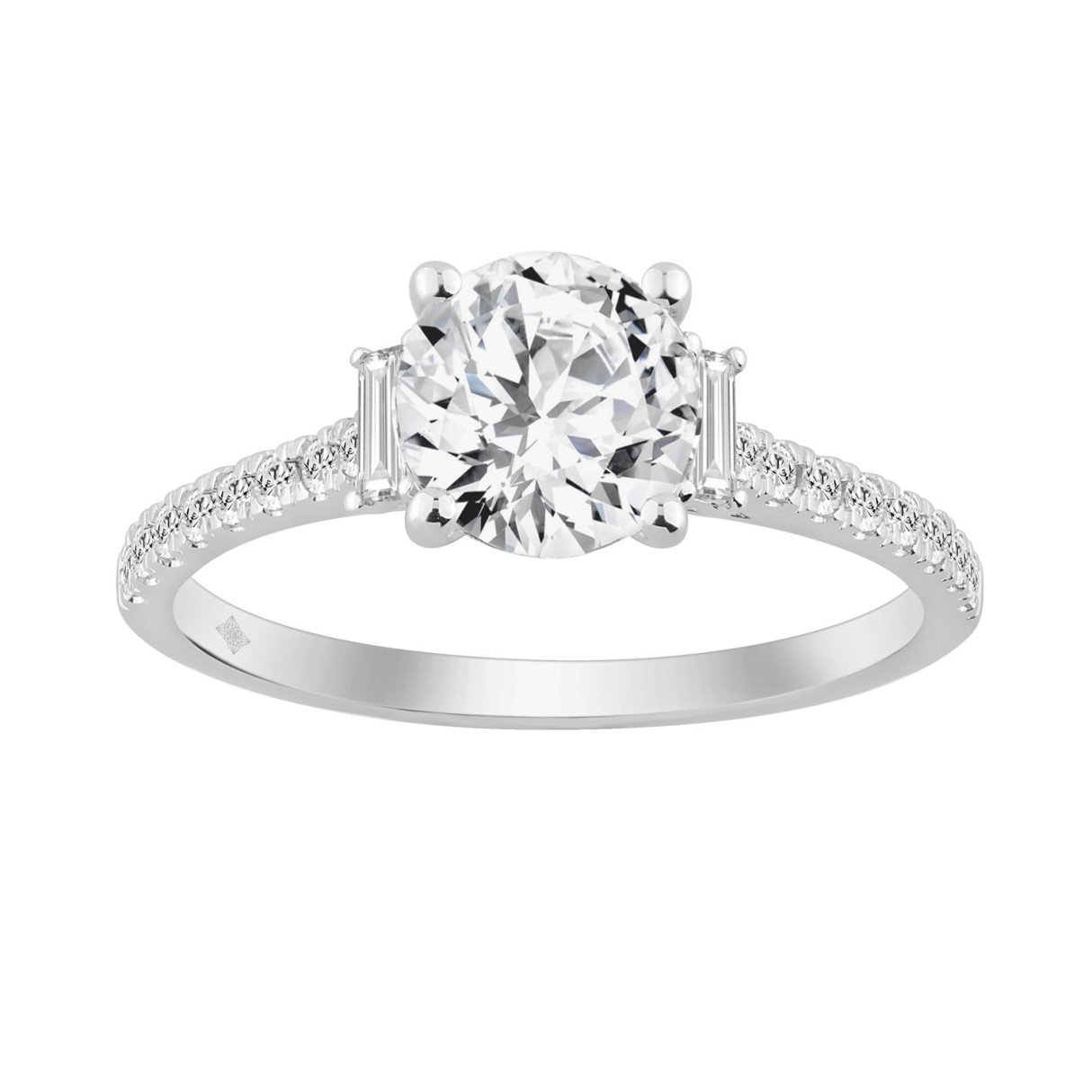 14K WHITE GOLD 1 3/4CT ROUND/BAGUETTE DIAMOND LADI...