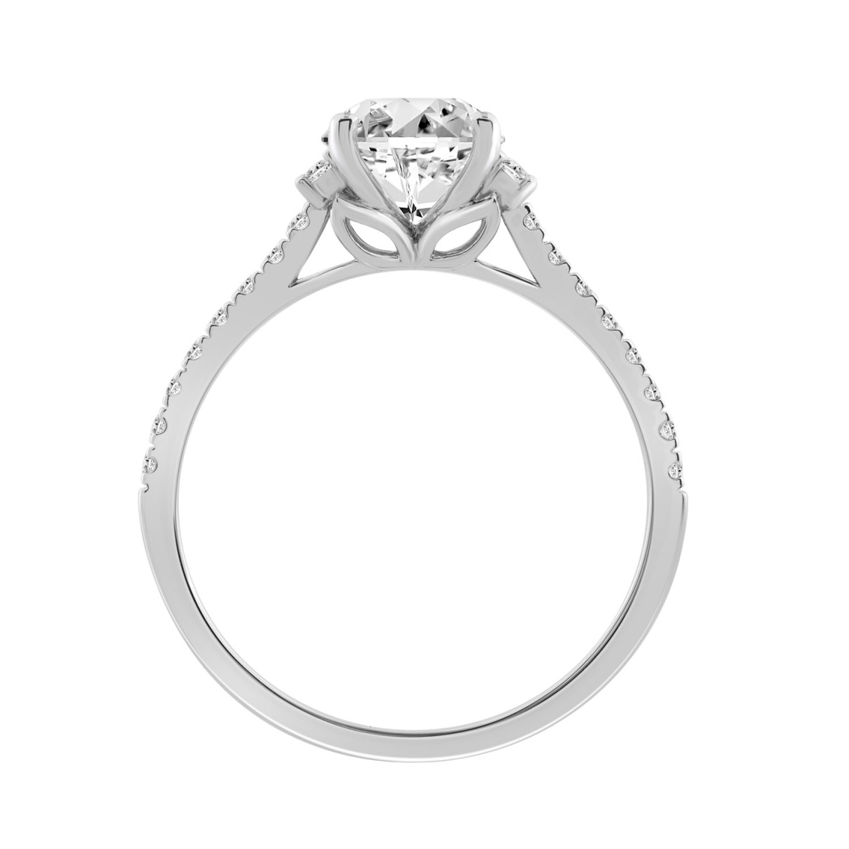 14K WHITE GOLD 1 3/4CT ROUND/BAGUETTE DIAMOND LADIES RING