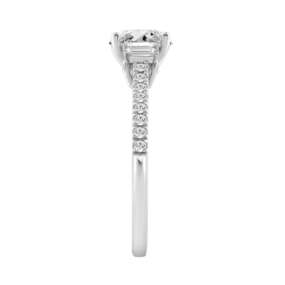 14K WHITE GOLD 1 3/4CT ROUND/BAGUETTE DIAMOND LADIES RING
