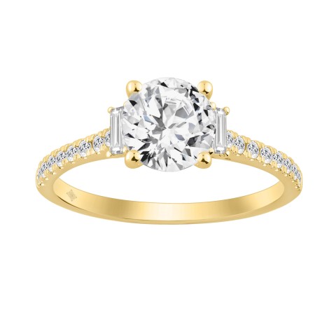 14K YELLOW GOLD 1 3/4CT ROUND/BAGUETTE DIAMOND LADIES RING