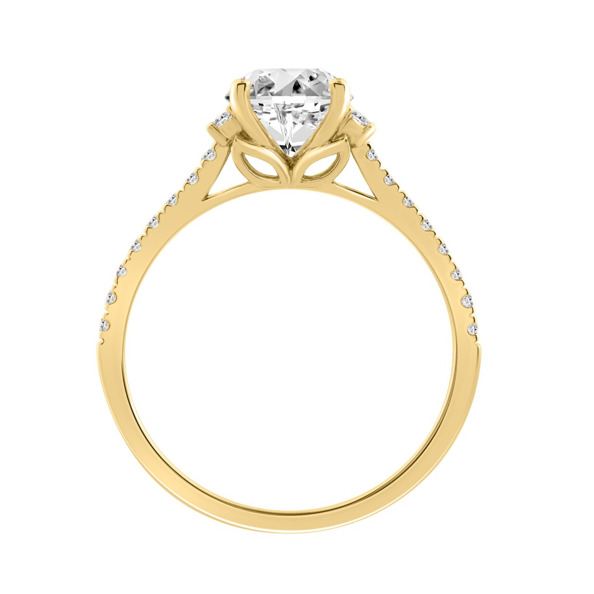 14K YELLOW GOLD 1 3/4CT ROUND/BAGUETTE DIAMOND LADIES RING