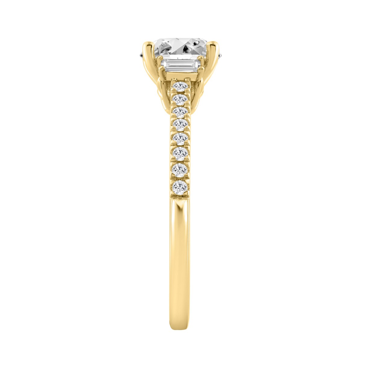 14K YELLOW GOLD 1 3/4CT ROUND/BAGUETTE DIAMOND LADIES RING