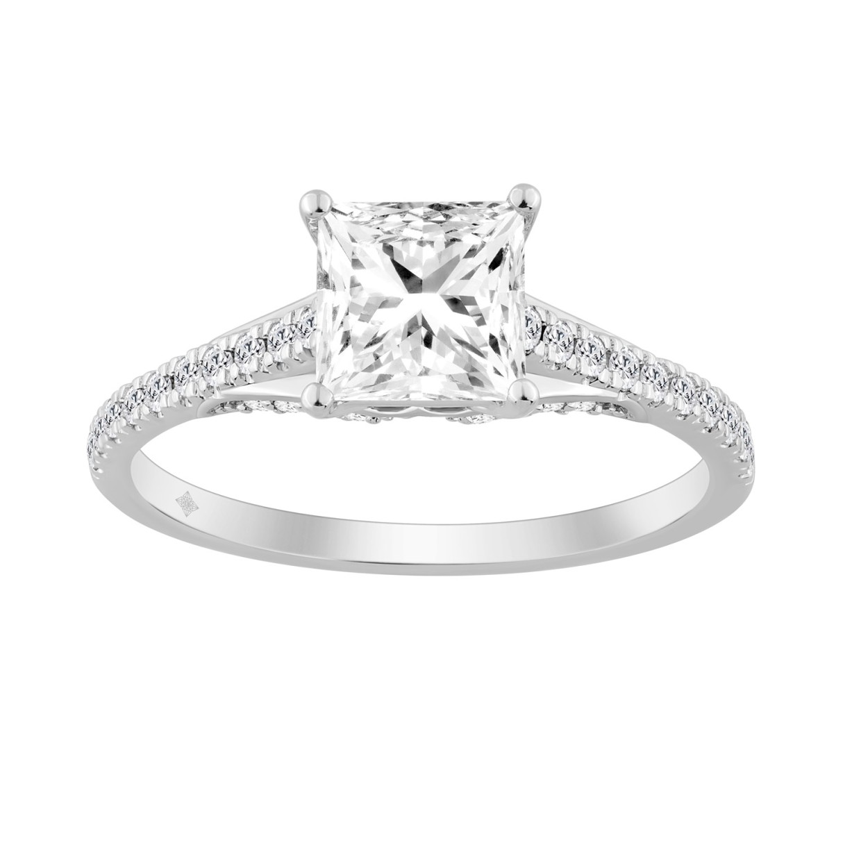 14K WHITE GOLD 1 1/3CT ROUND/PRINCESS DIAMOND LADI...