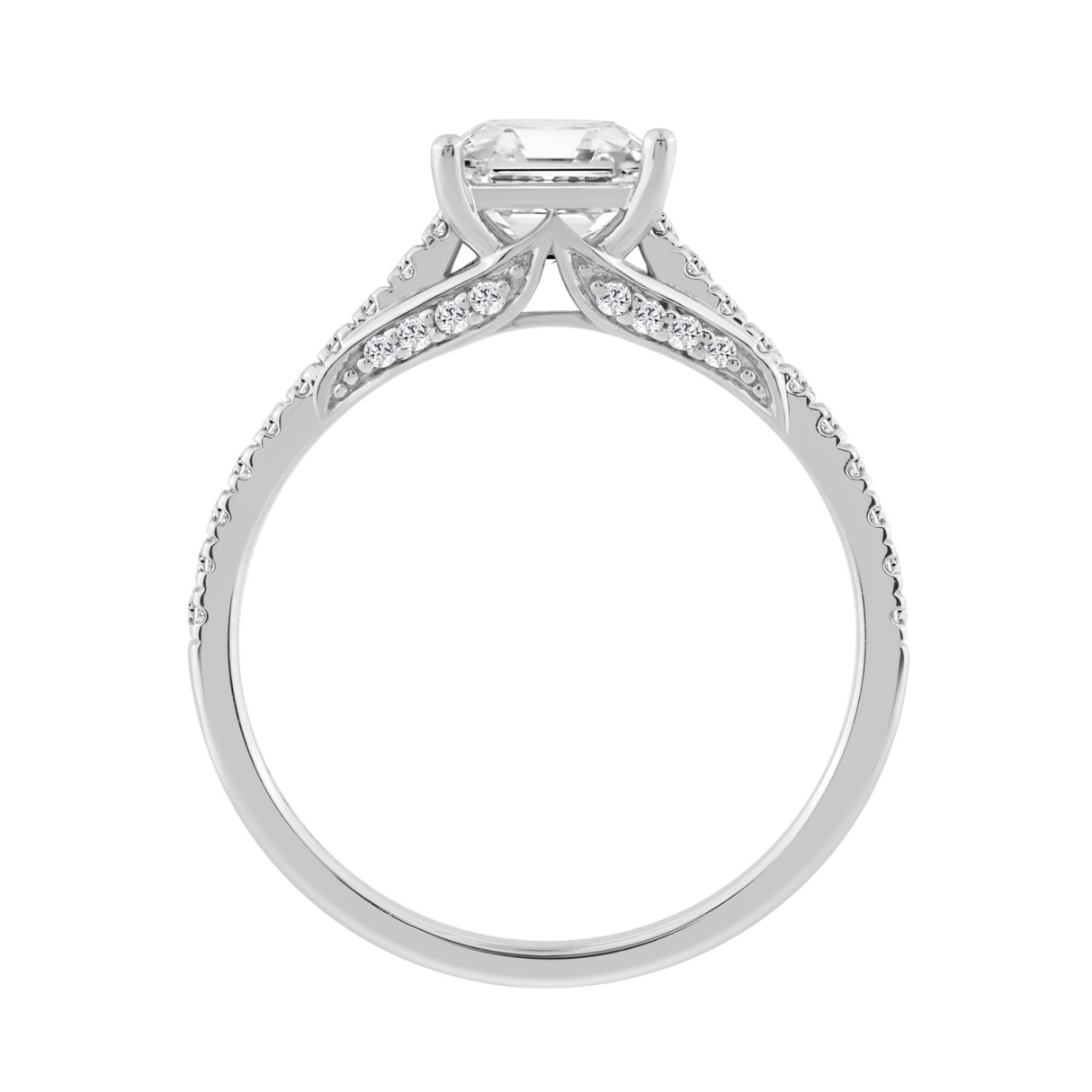 14K WHITE GOLD 1 1/3CT ROUND/PRINCESS DIAMOND LADIES RING (CENTER STONE PRINCESS DIAMOND 1CT)