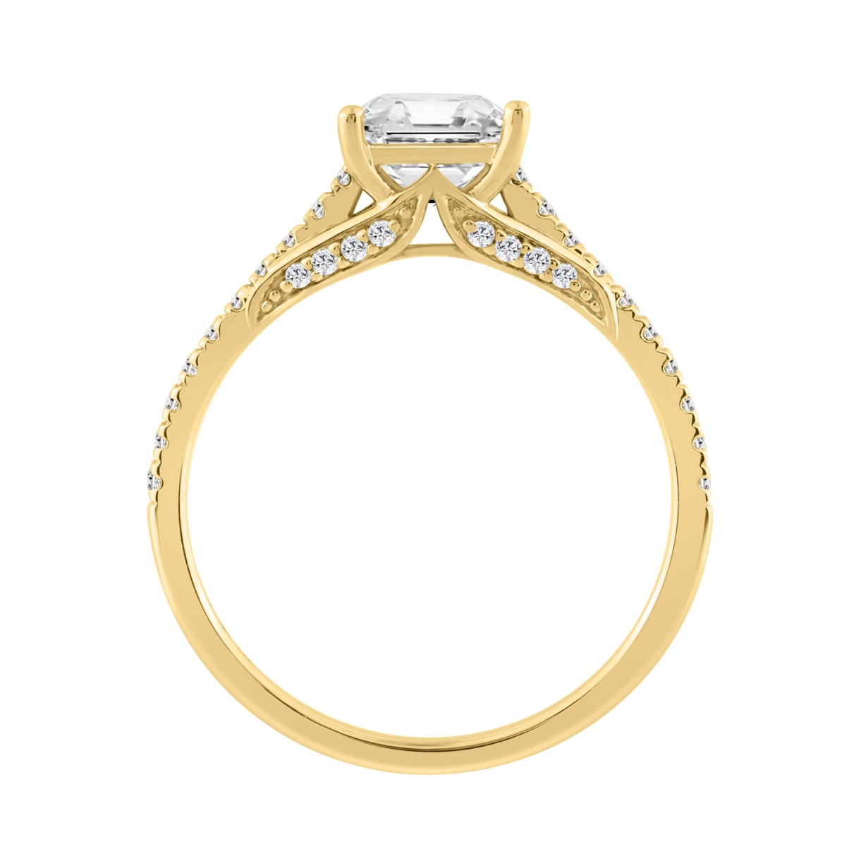 14K YELLOW GOLD 1 1/3CT ROUND/PRINCESS DIAMOND LADIES RING (CENTER STONE PRINCESS DIAMOND 1CT)
