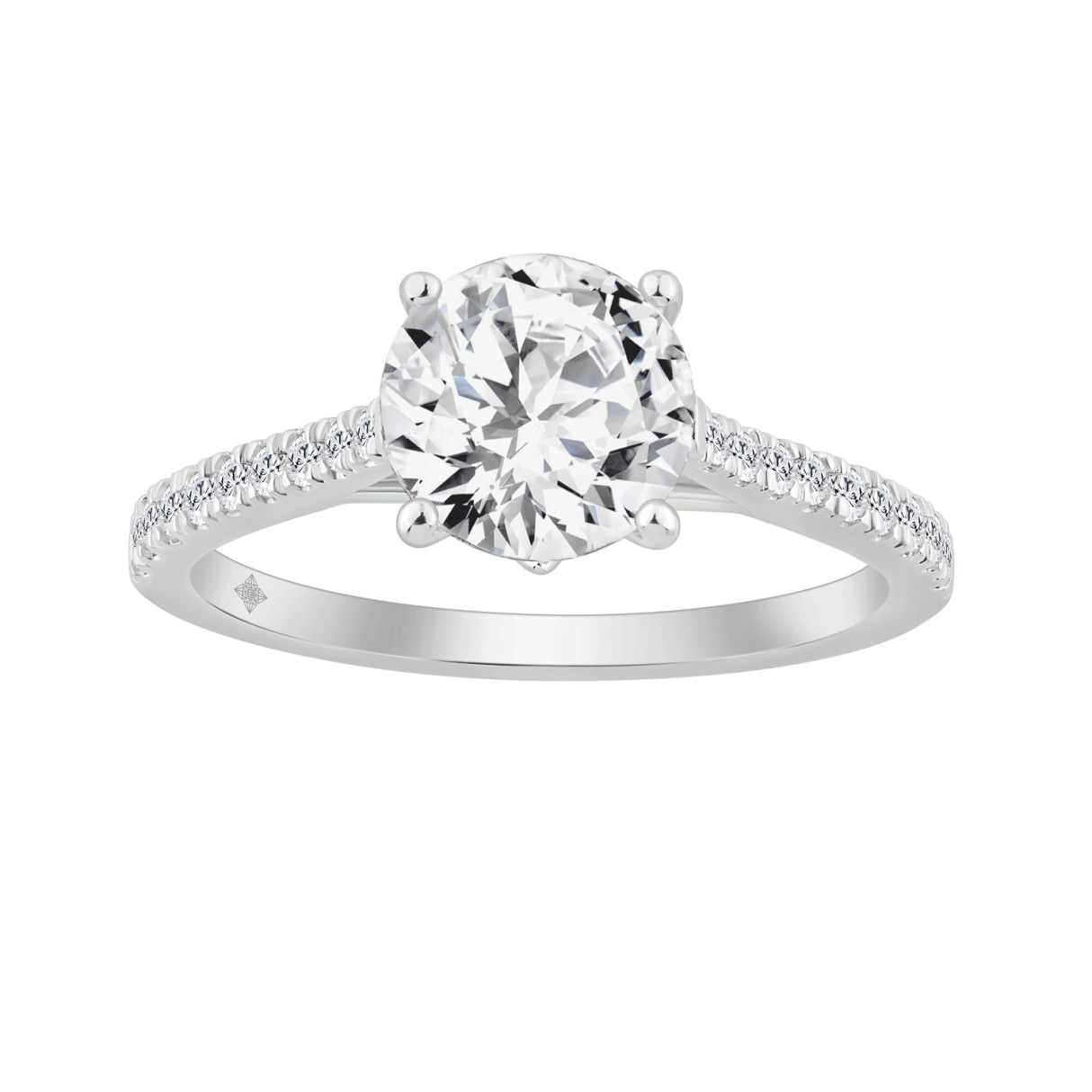 14K WHITE GOLD 2.00CT ROUND DIAMOND LADIES RING (C...