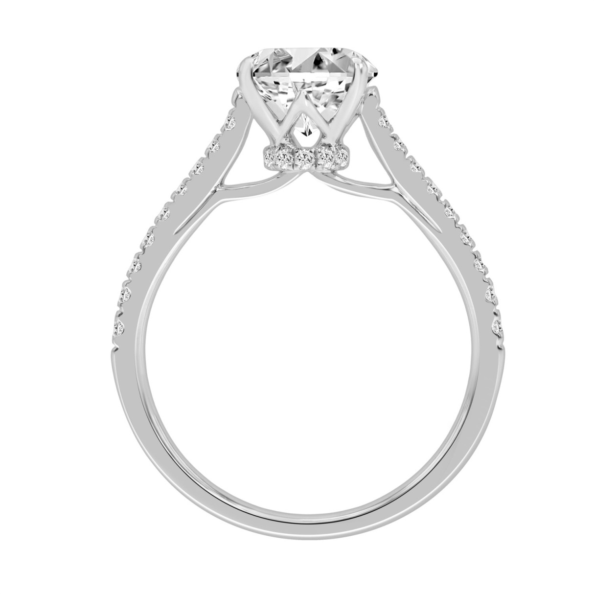 14K WHITE GOLD 2.00CT ROUND DIAMOND LADIES RING (CENTER STONE ROUND DIAMOND 1 3/4CT)