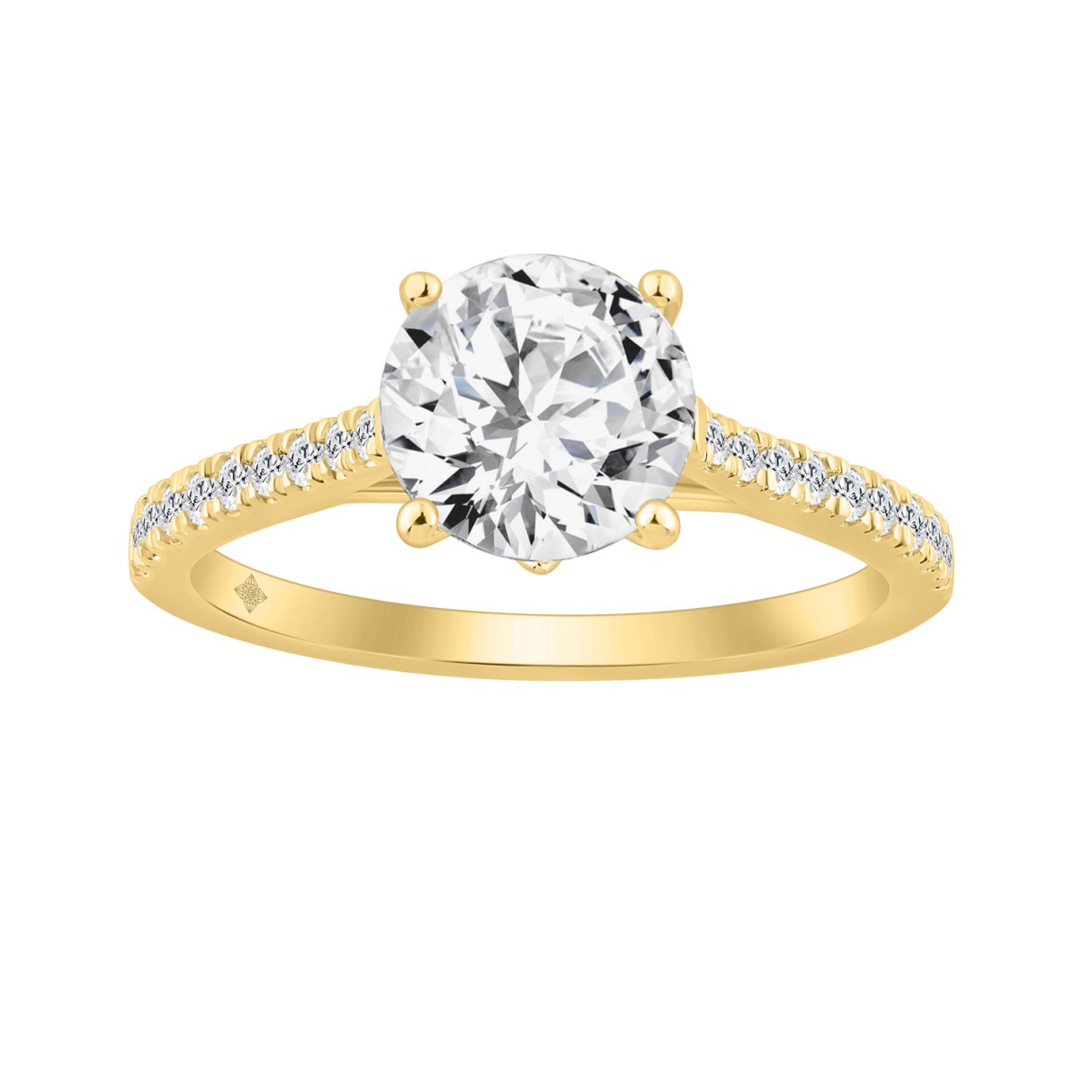 14K YELLOW GOLD 2.00CT ROUND DIAMOND LADIES RING (...