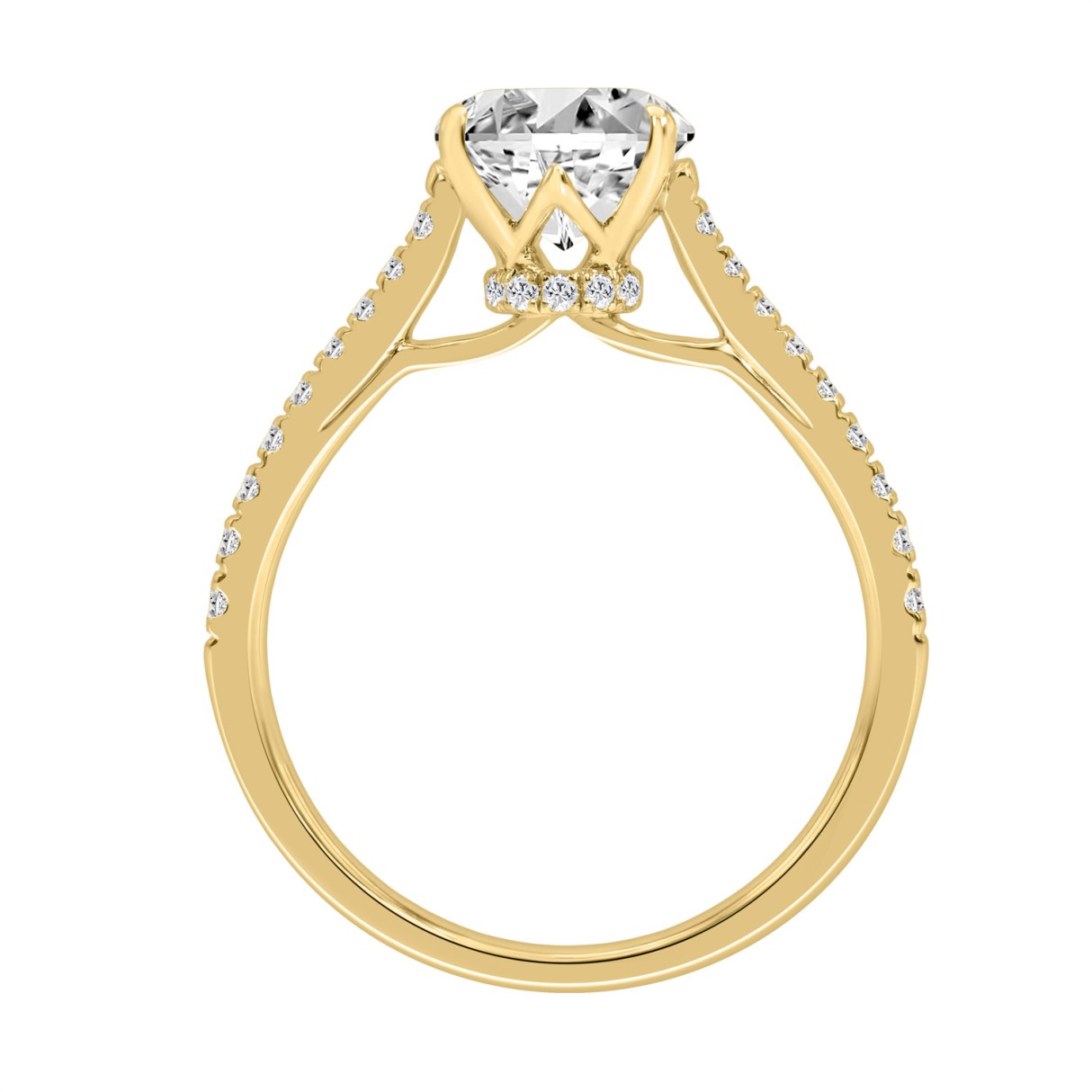 14K YELLOW GOLD 2.00CT ROUND DIAMOND LADIES RING (CENTER STONE ROUND DIAMOND 1 3/4CT)