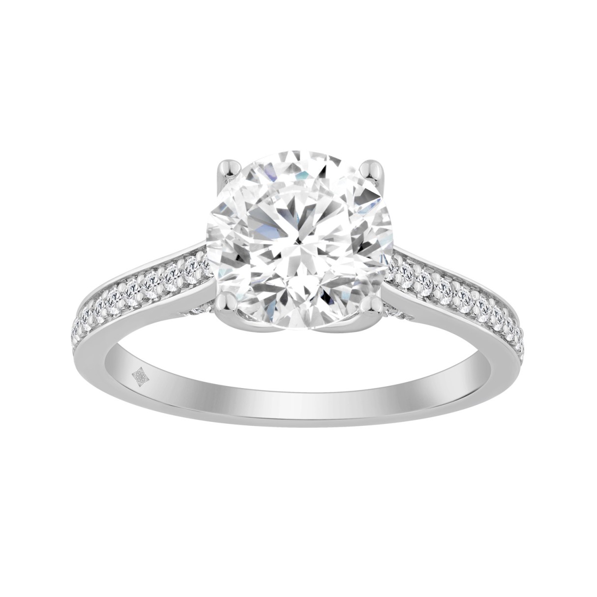 14K WHITE GOLD 2.00CT ROUND DIAMOND LADIES RING (C...