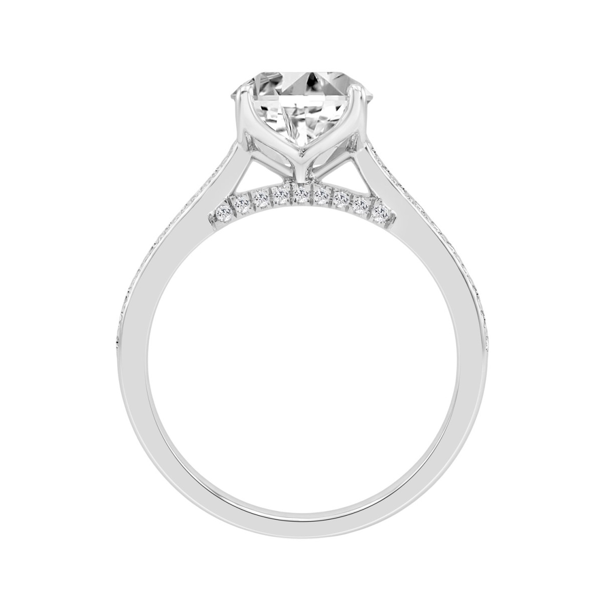 14K WHITE GOLD 2.00CT ROUND DIAMOND LADIES RING (CENTER STONE ROUND DIAMOND 1 3/4CT)