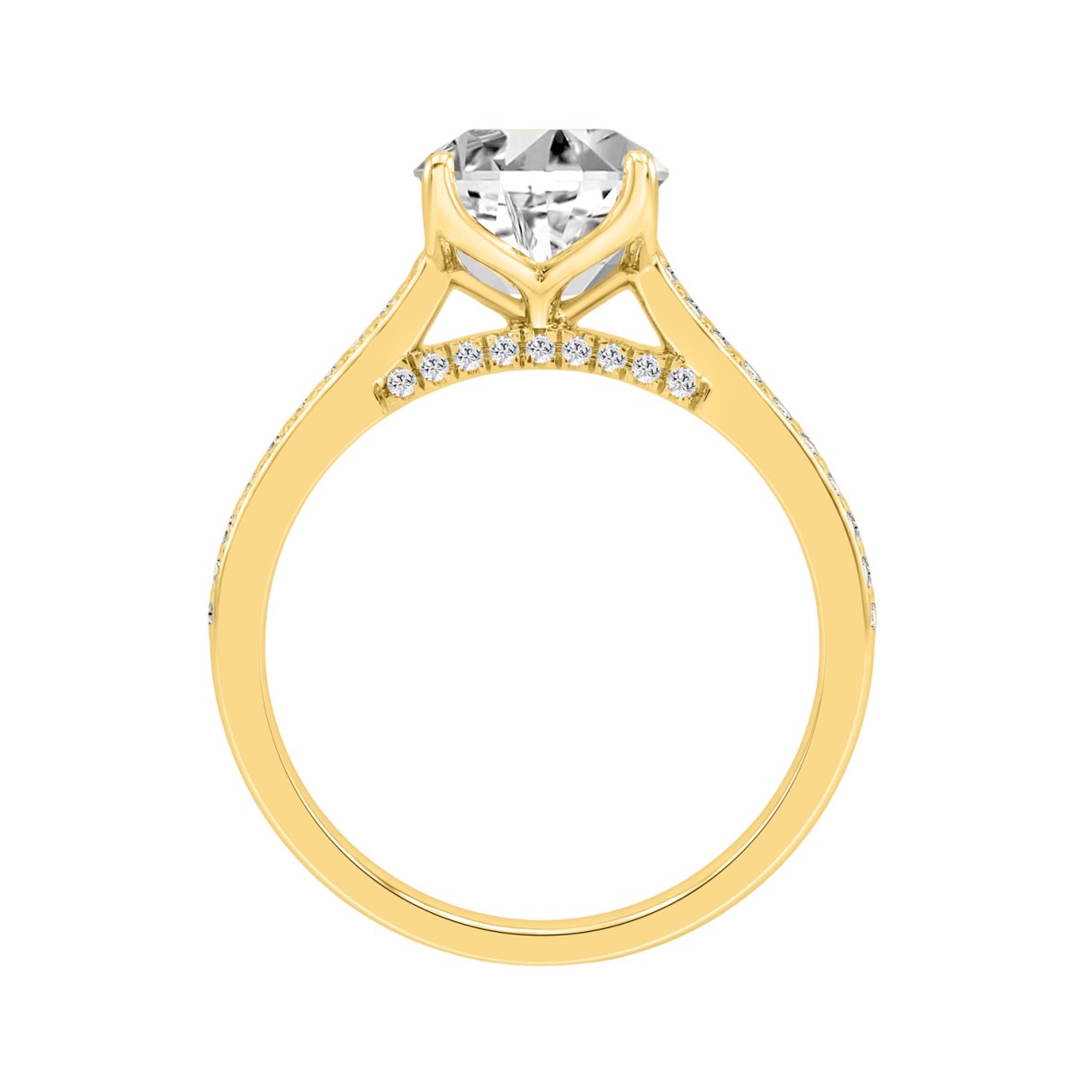 14K YELLOW GOLD 2.00CT ROUND DIAMOND LADIES RING (CENTER STONE ROUND DIAMOND 1 3/4CT)