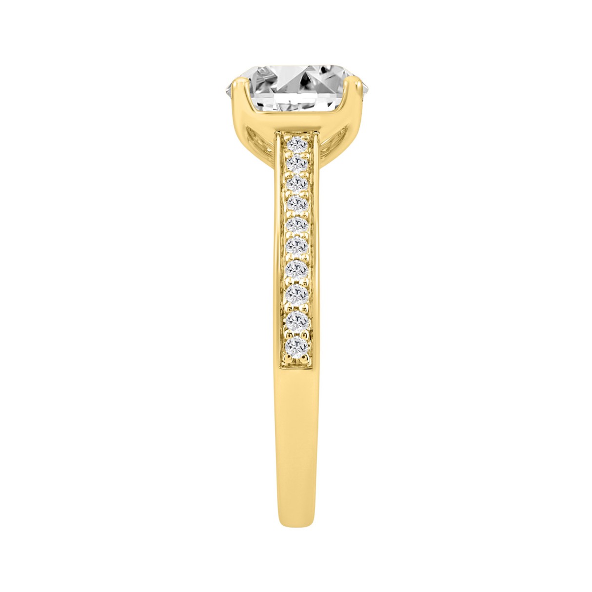 14K YELLOW GOLD 2.00CT ROUND DIAMOND LADIES RING (CENTER STONE ROUND DIAMOND 1 3/4CT)