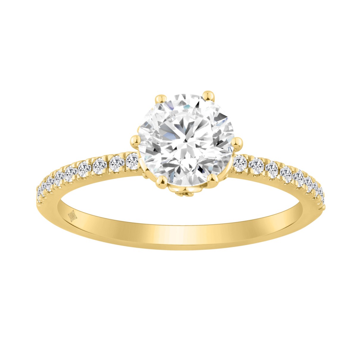 14K YELLOW GOLD 1 1/3CT ROUND DIAMOND LADIES RING ...