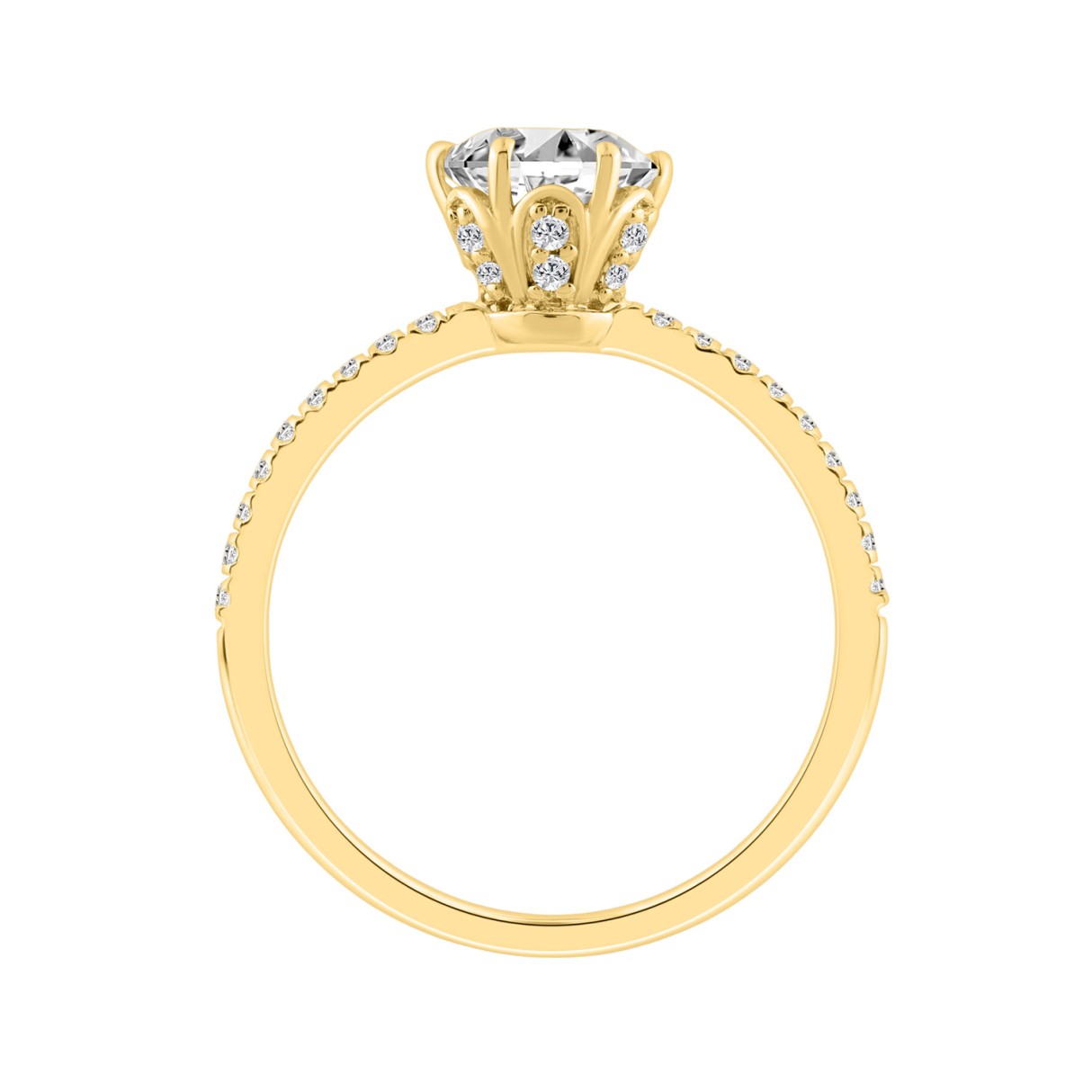 14K YELLOW GOLD 1 1/3CT ROUND DIAMOND LADIES RING (CENTER STONE ROUND DIAMOND 1CT)