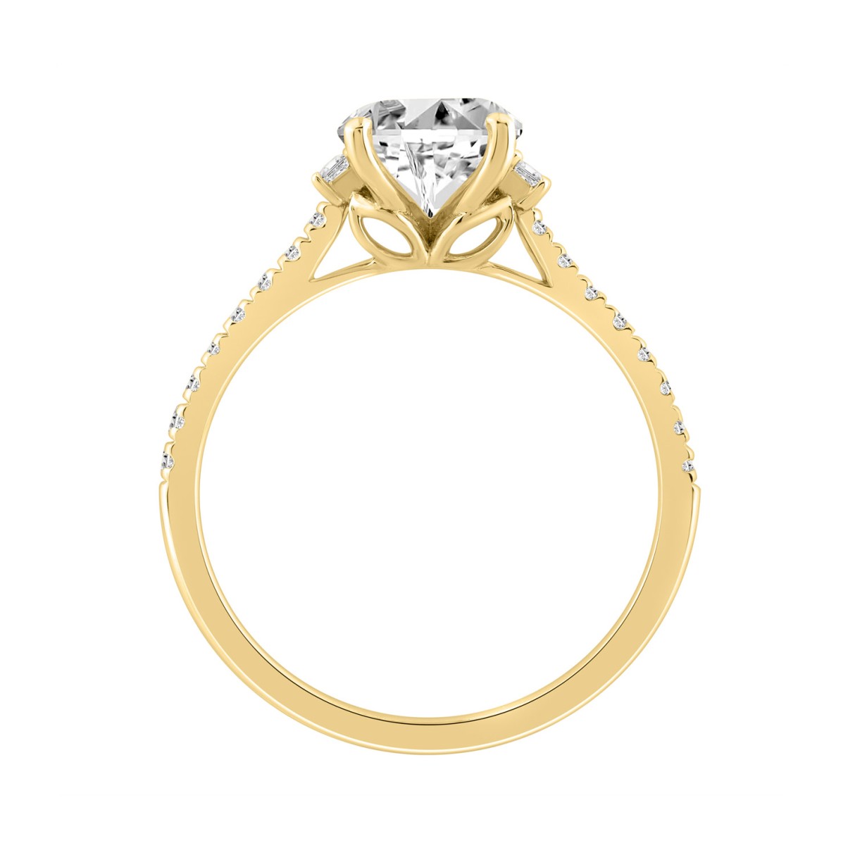 14K YELLOW GOLD 1 3/4CT ROUND/BAGUETTE/OVAL DIAMOND LADIES RING (CENTER STONE OVAL DIAMOND 1 1/2CT)