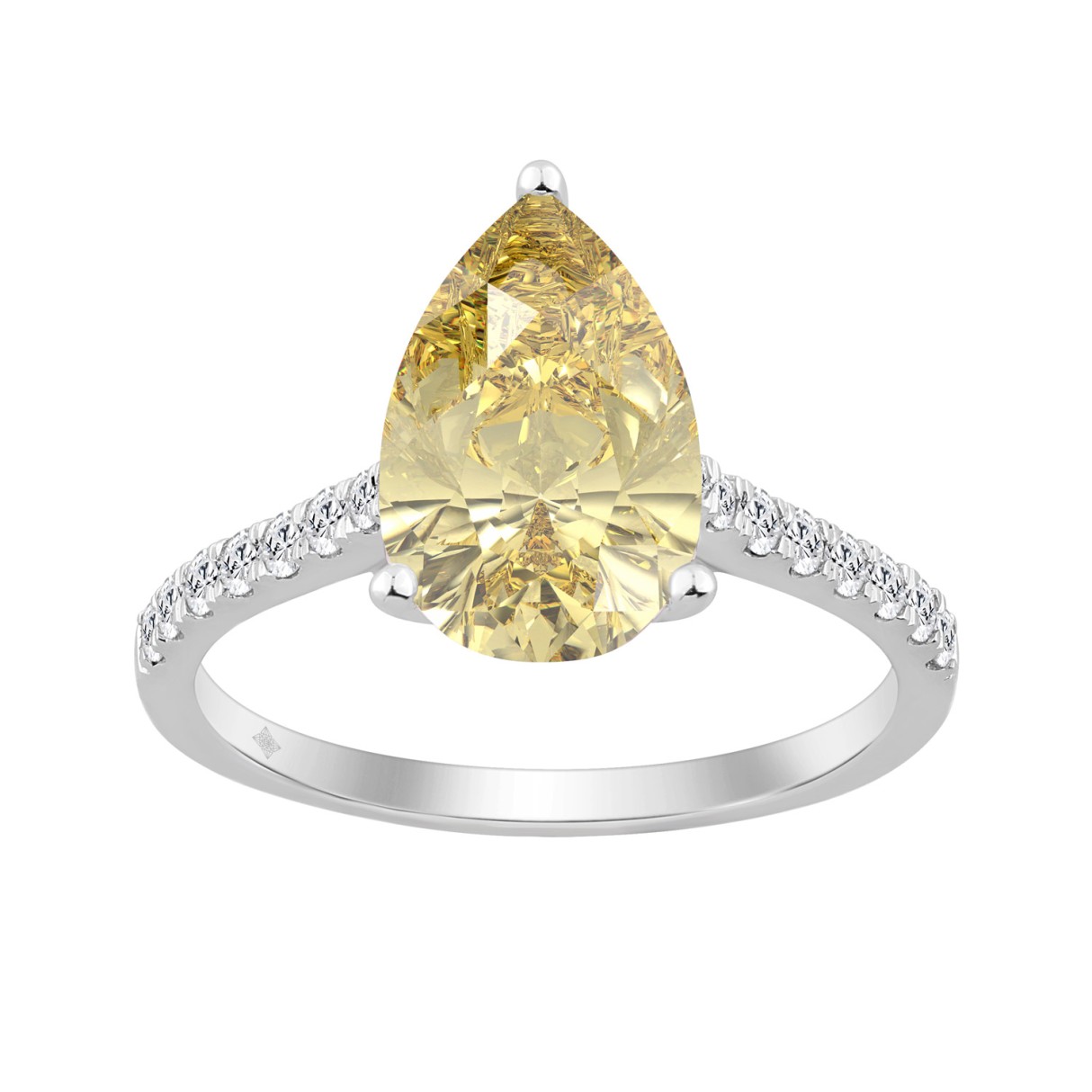 14K WHITE GOLD 3 1/3CT ROUND/PEAR DIAMOND LADIES R...