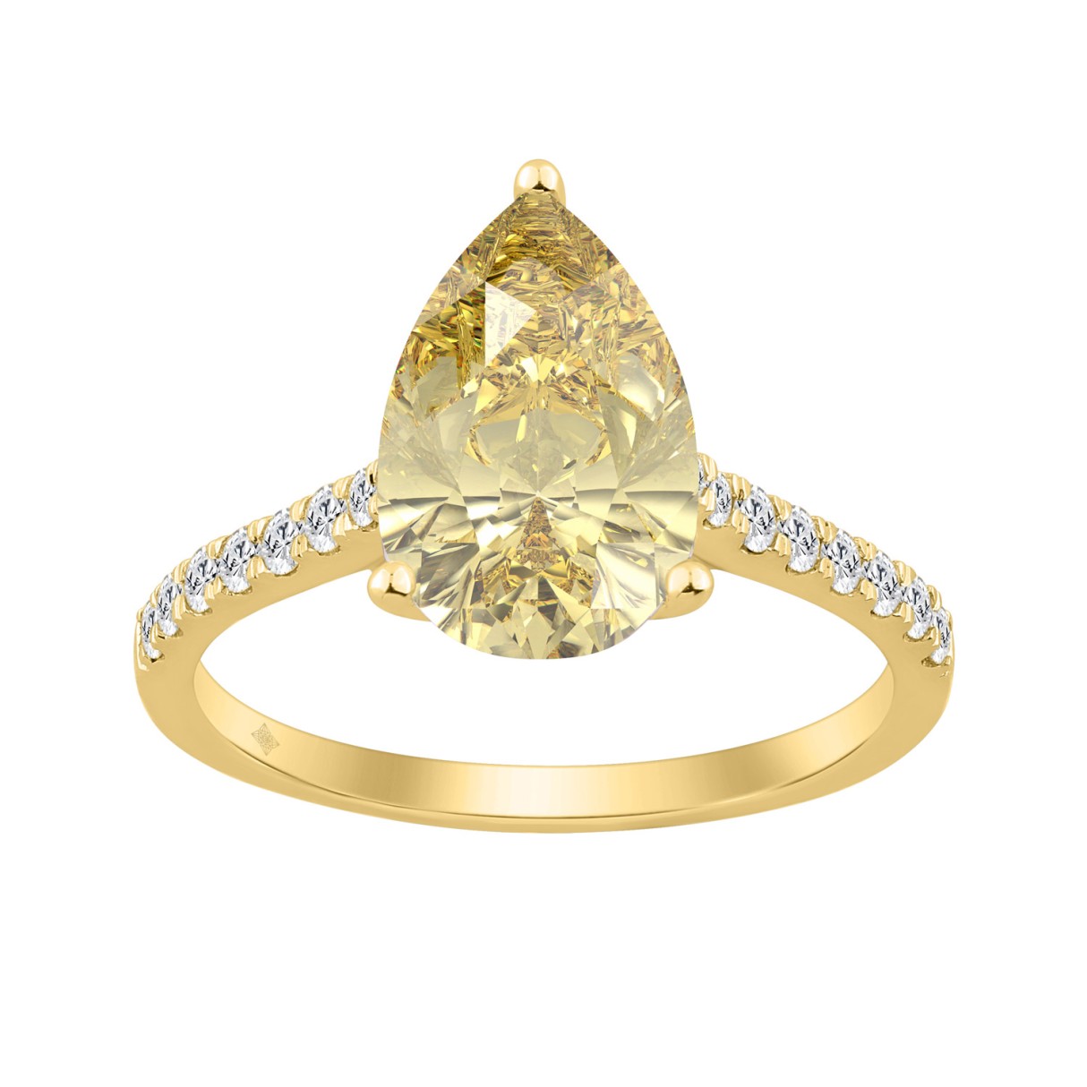 14K YELLOW GOLD 3 1/3CT ROUND/PEAR DIAMOND LADIES ...