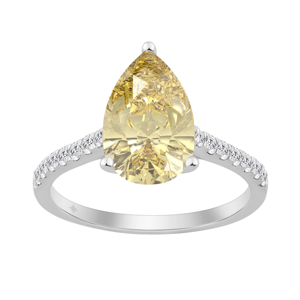 14K WHITE GOLD 3 1/3CT ROUND/PEAR DIAMOND LADIES R...