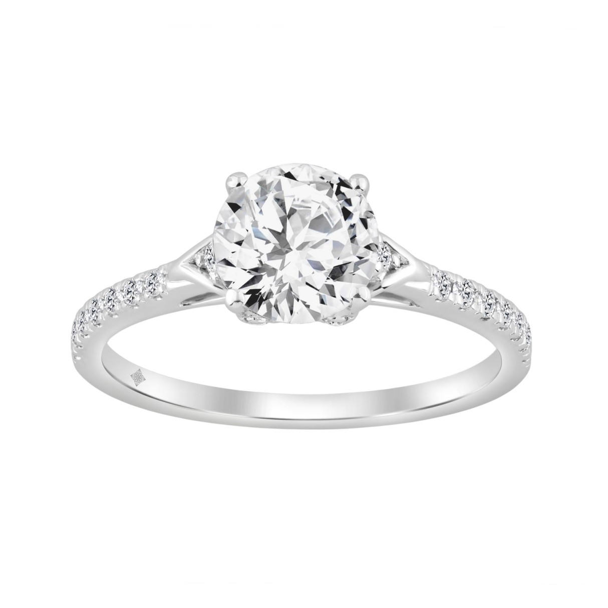 14K WHITE GOLD 1.00CT ROUND DIAMOND LADIES RING (C...
