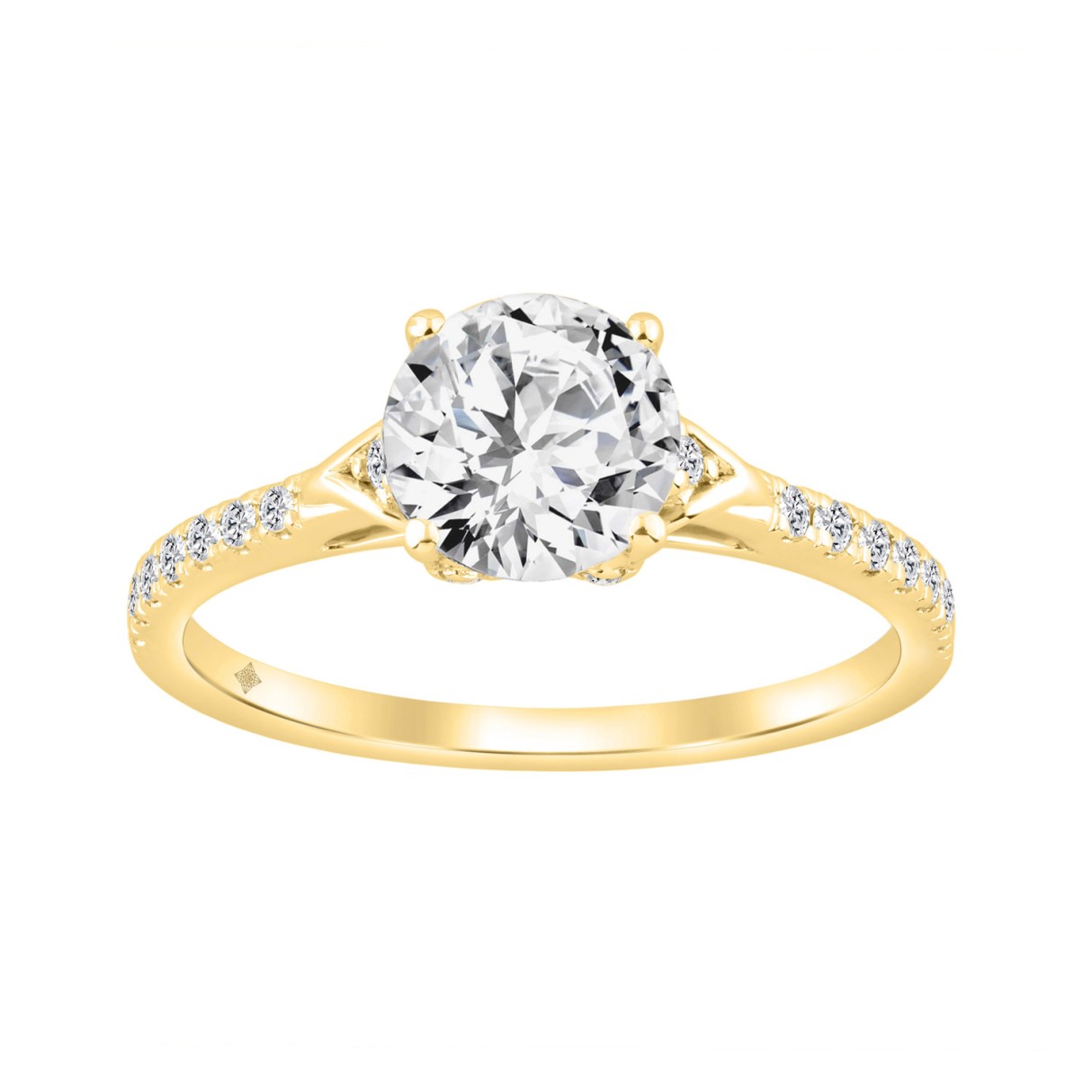 14K YELLOW GOLD 1.00CT ROUND DIAMOND LADIES RING (...