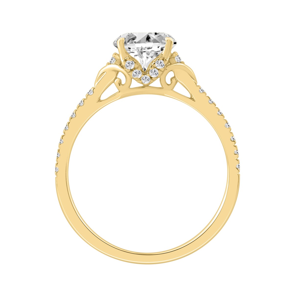 14K YELLOW GOLD 1.00CT ROUND DIAMOND LADIES RING (CENTER STONE ROUND DIAMOND 3/4CT)