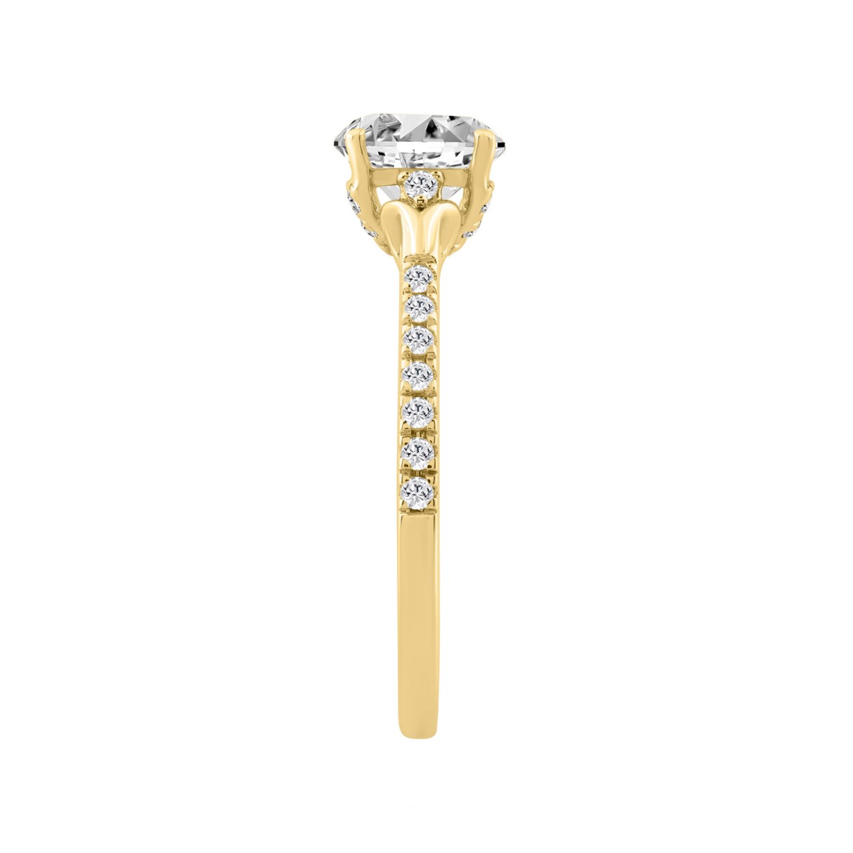 14K YELLOW GOLD 1.00CT ROUND DIAMOND LADIES RING (CENTER STONE ROUND DIAMOND 3/4CT)