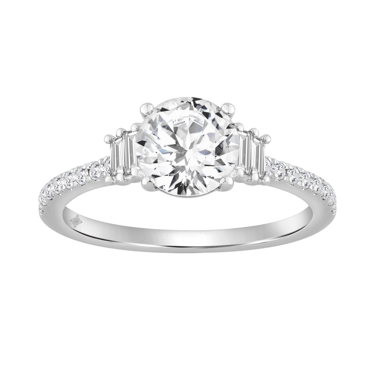 14K WHITE GOLD 1 1/3CT ROUND/BAGUETTE DIAMOND LADI...