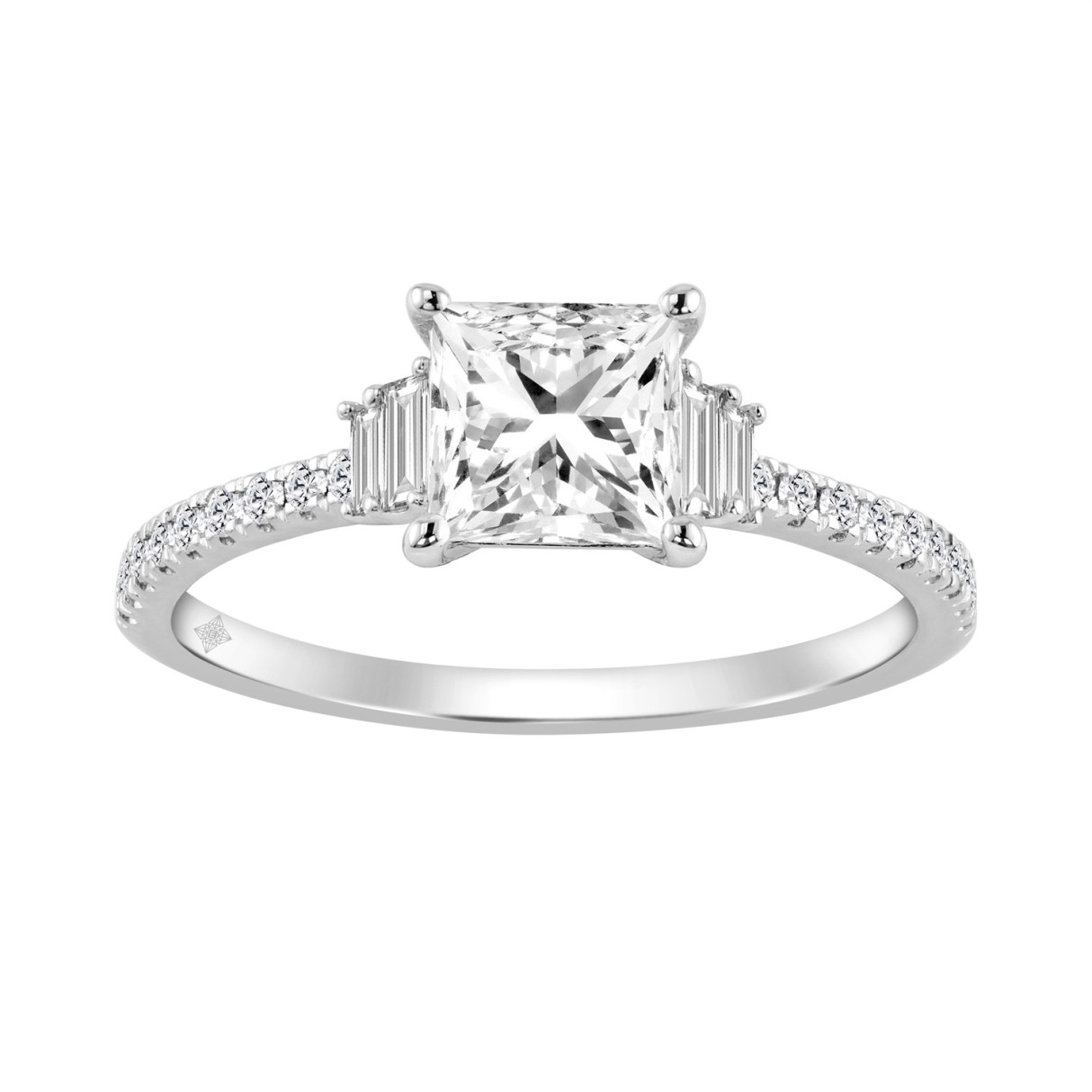 14K WHITE GOLD 1 1/3CT ROUND/BAGUETTE/PRINCESS DIA...