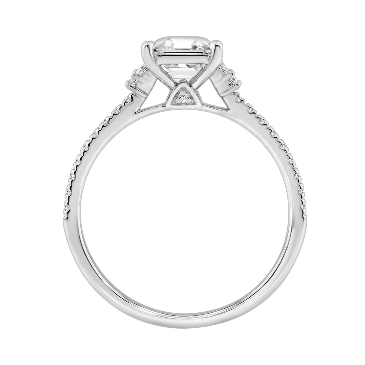 14K WHITE GOLD 1 1/3CT ROUND/BAGUETTE/PRINCESS DIAMOND LADIES RING (CENTER STONE PRINCESS DIAMOND 1CT)