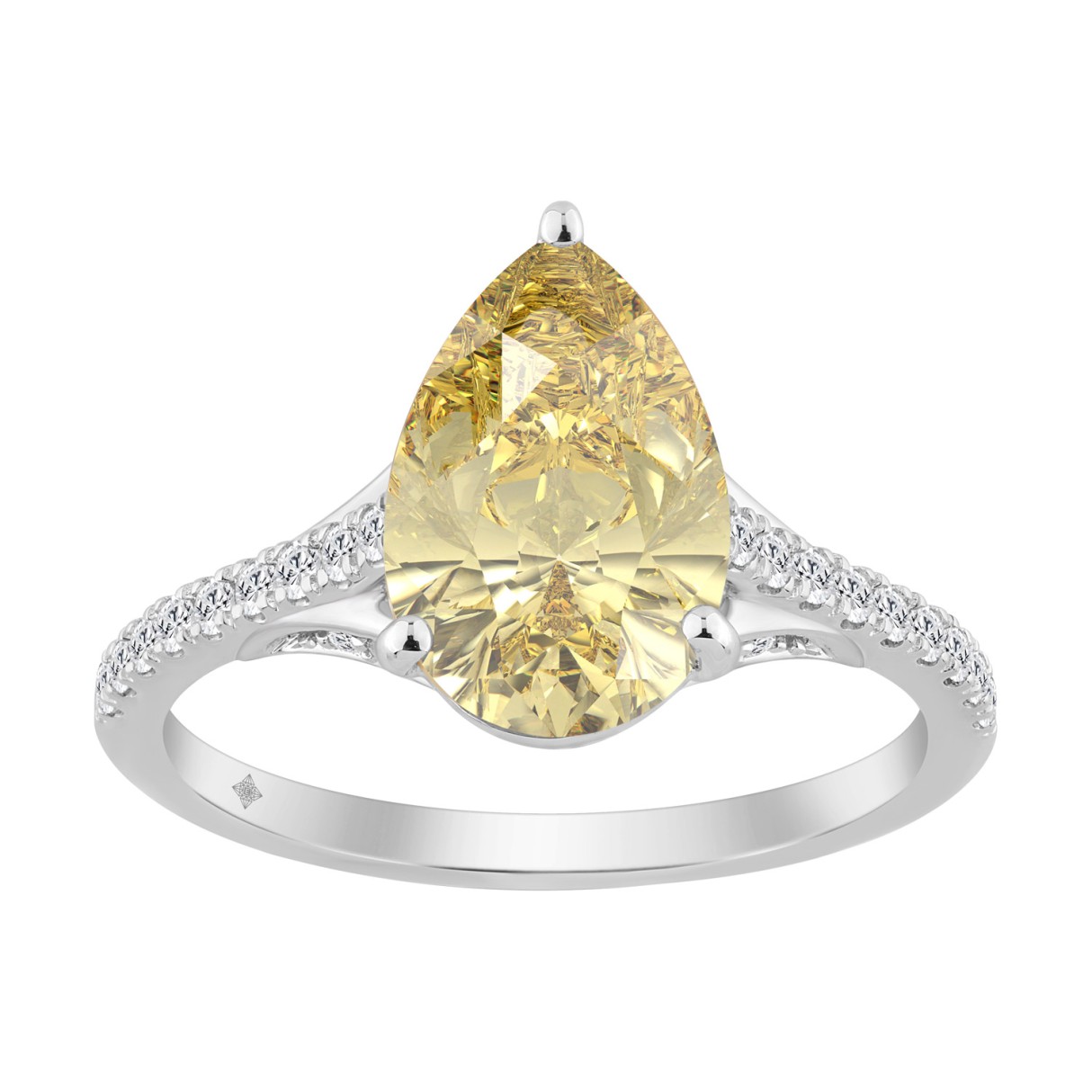 14K WHITE GOLD 3 1/4CT ROUND/PEAR DIAMOND LADIES R...