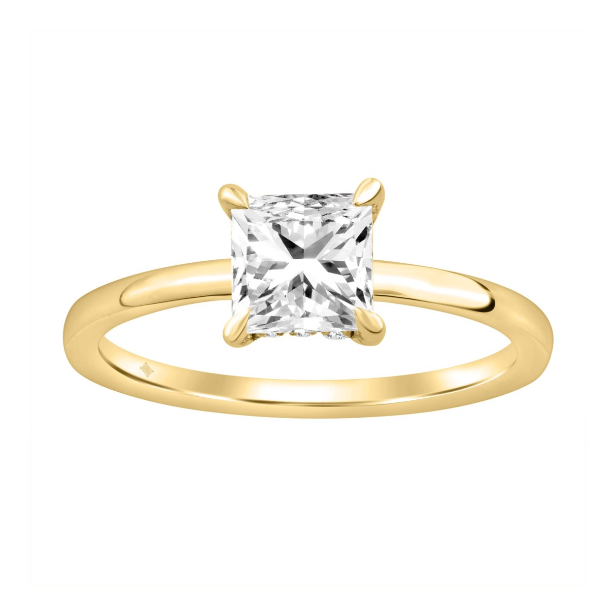 14K YELLOW GOLD 2.00CT ROUND/PRINCESS DIAMOND LADIES RING (CENTER STONE PRINCESS DIAMOND 2.00CT)