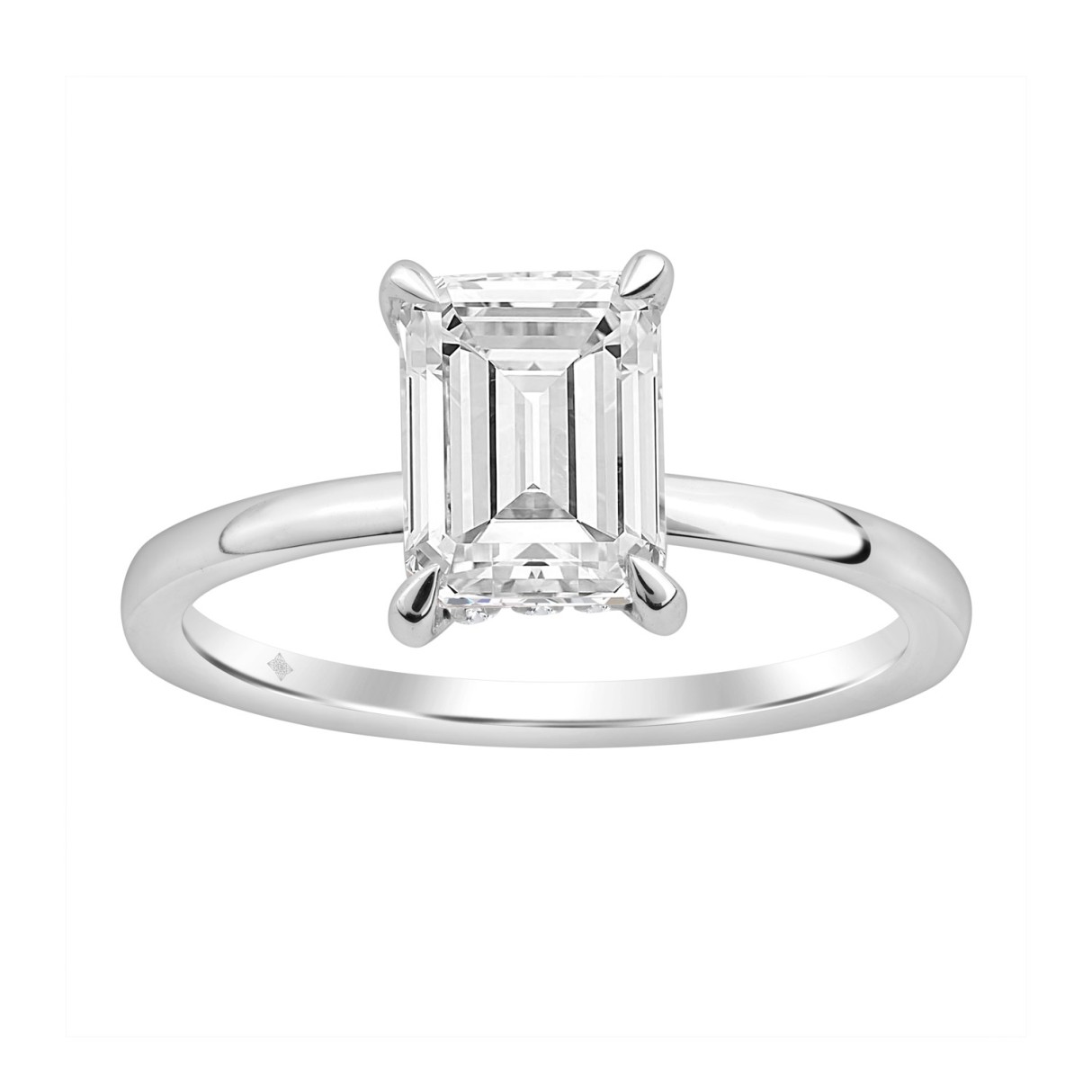 14K WHITE GOLD 2.00CT ROUND/EMERALD DIAMOND LADIES RING (CENTER STONE EMERALD DIAMOND 2CT)