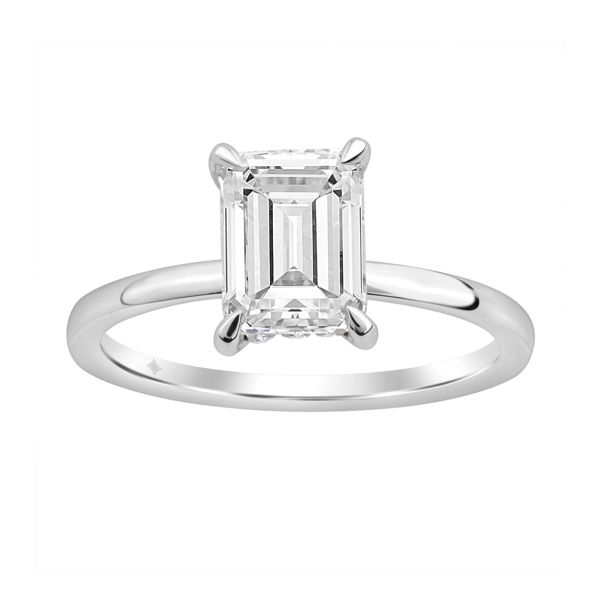 14K WHITE GOLD 2.00CT ROUND/EMERALD DIAMOND LADIES...
