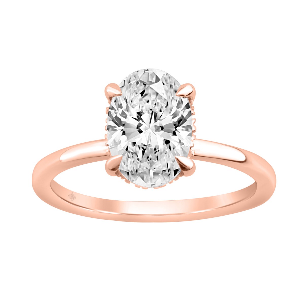 14K ROSE GOLD 2.00CT OVAL/ROUND DIAMOND LADIES RING (CENTER STONE OVAL DIAMOND 2CT)