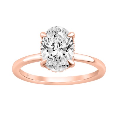 14K ROSE GOLD 2.00CT OVAL/ROUND DIAMOND LADIES RING (CENTER STONE OVAL DIAMOND 2CT)