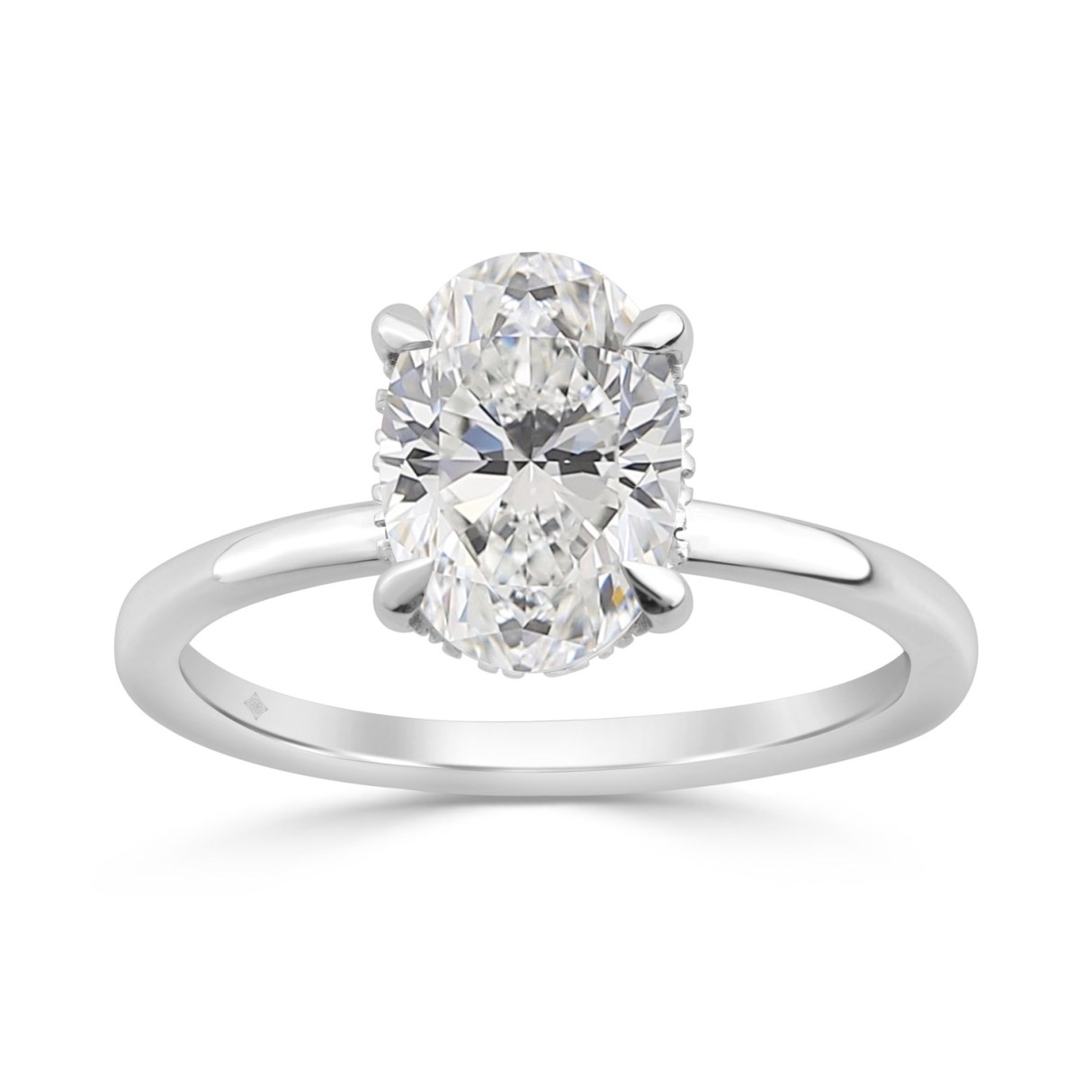 14K WHITE GOLD 2.00CT OVAL/ROUND DIAMOND LADIES RI...