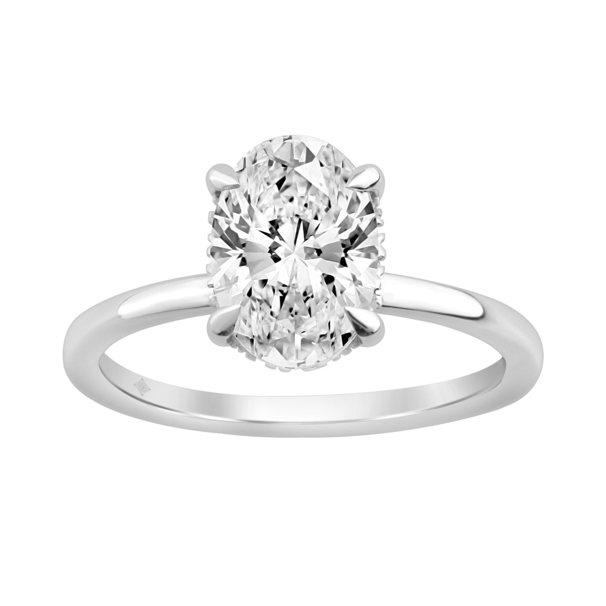 14K WHITE GOLD 2.00CT OVAL/ROUND DIAMOND LADIES RI...