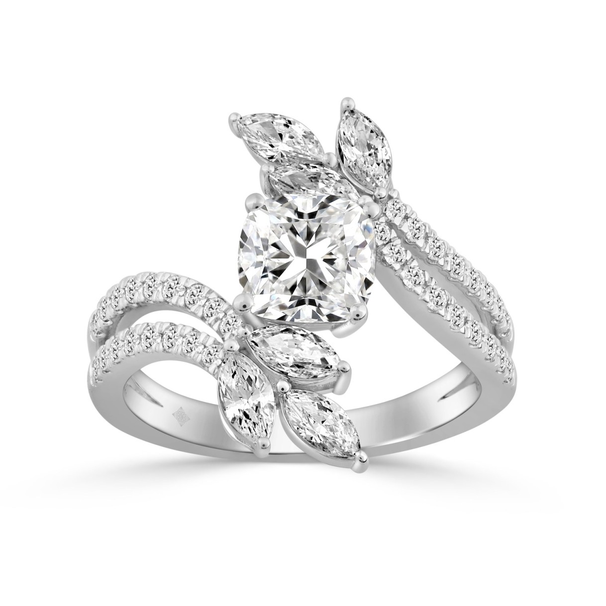 14K WHITE GOLD 1 1/2CT ROUND/MARQUISE/CUSHION DIAM...