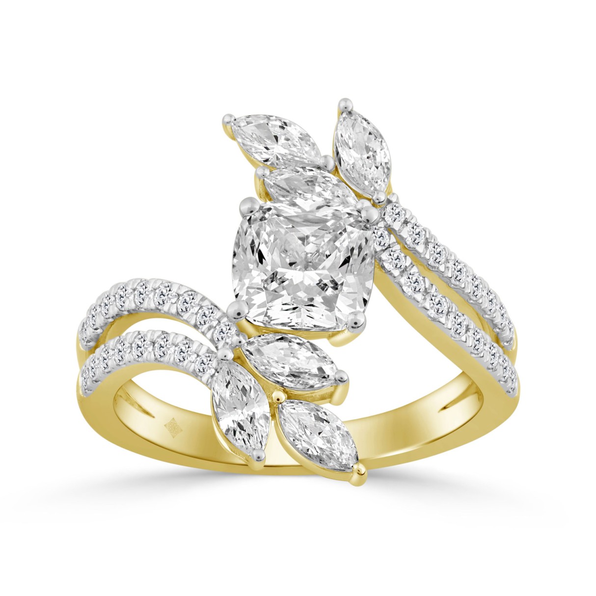 14K YELLOW GOLD 1 1/2CT ROUND/MARQUISE/CUSHION DIA...