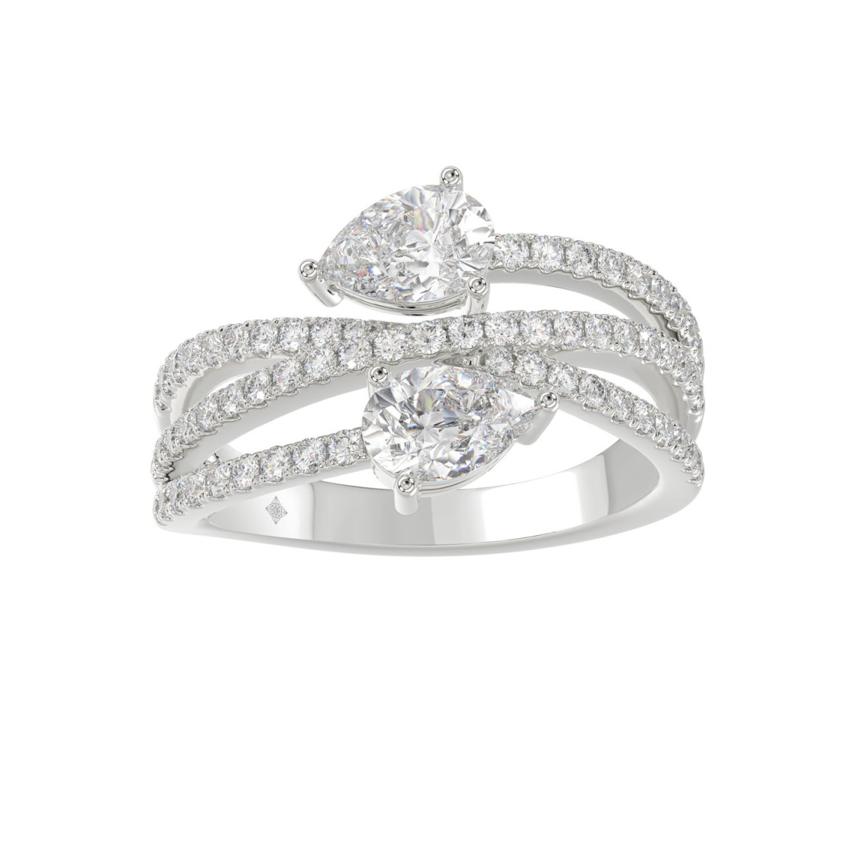 14K WHITE GOLD 1 1/2CT ROUND/PEAR DIAMOND LADIES R...
