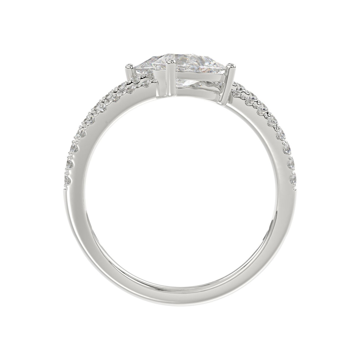 14K WHITE GOLD 1 1/2CT ROUND/PEAR DIAMOND LADIES RING (CENTER STONE PEAR DIAMOND 1CT)