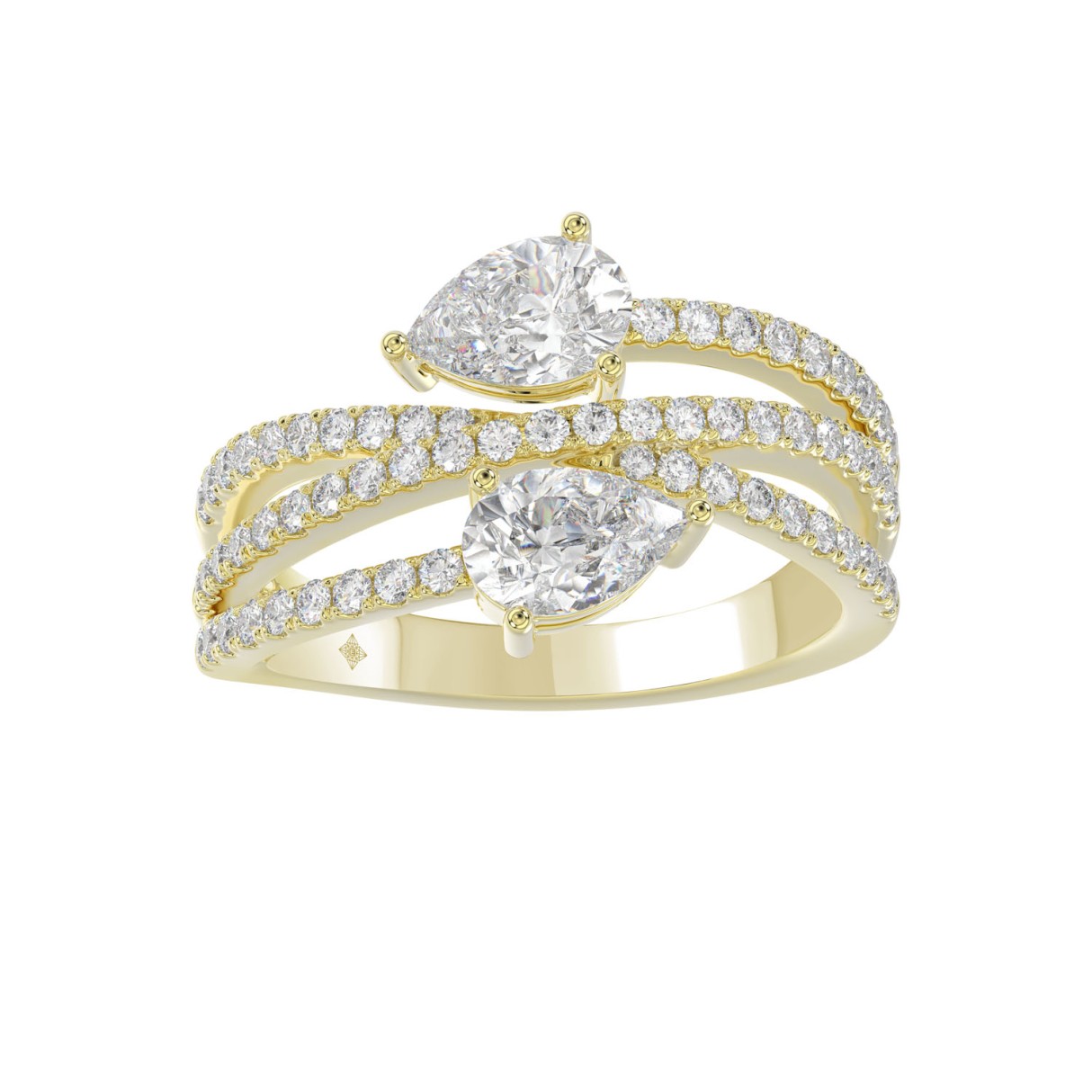 14K YELLOW GOLD 1 1/2CT ROUND/PEAR DIAMOND LADIES ...