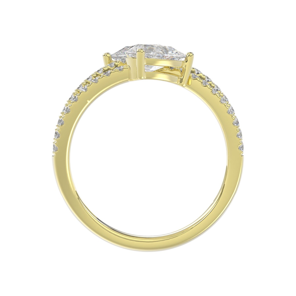 14K YELLOW GOLD 1 1/2CT ROUND/PEAR DIAMOND LADIES RING (CENTER STONE PEAR DIAMOND 1CT)