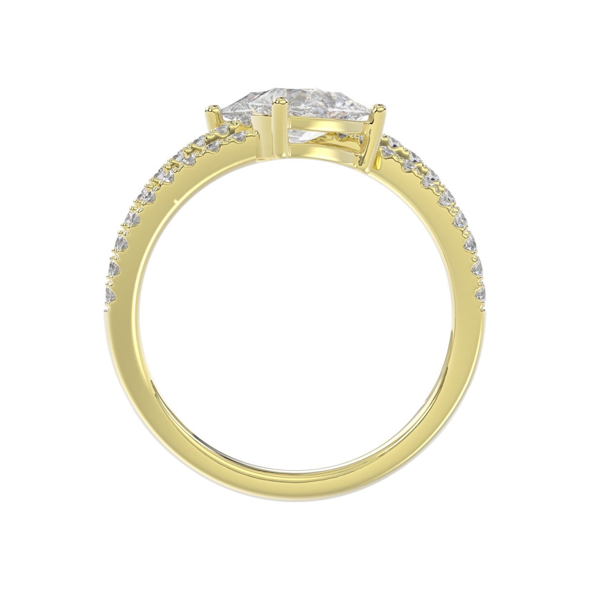 14K YELLOW GOLD 1 1/2CT ROUND/PEAR DIAMOND LADIES RING (CENTER STONE PEAR DIAMOND 1CT)